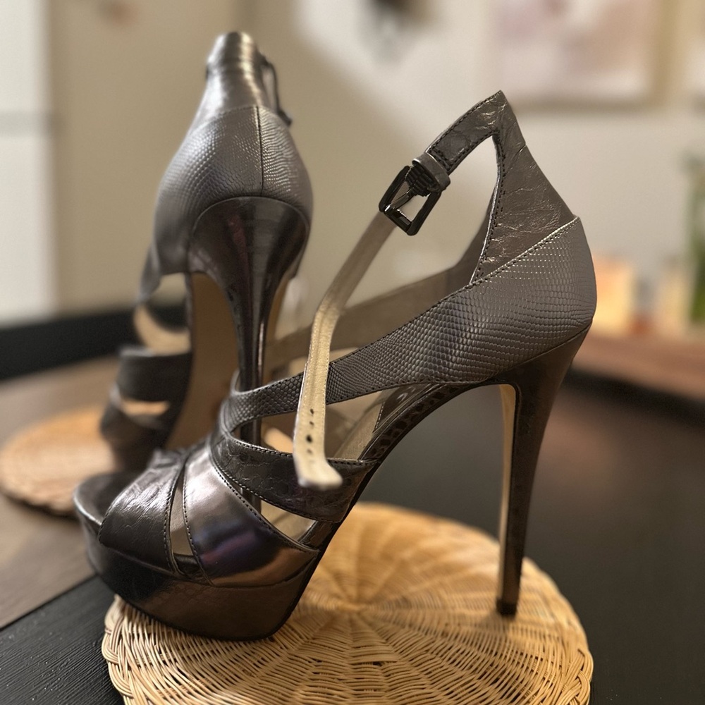 Black High Heel Strappy Sandals - Picture 2 of 4